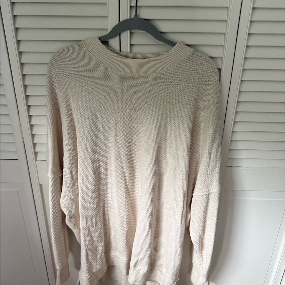 Aerie Cream Crewneck Sweater Soft Knit Timeless Design